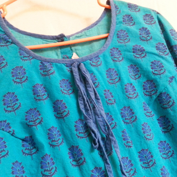 Yo Baby SZ XXL Maternity Tunic In Teal Indigo & Periwinkle Print (T-393) - Picture 4 of 4